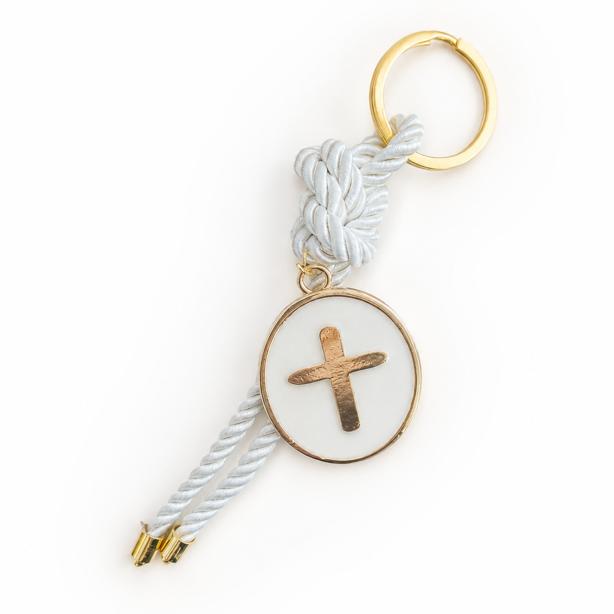Oval Cross Charm Keyring