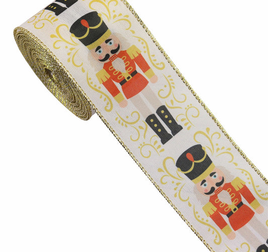 Christmas Nutcracker ribbon , Nutcracker Burlap Ribbon, Christmas Holiday DIY Wreath Supply