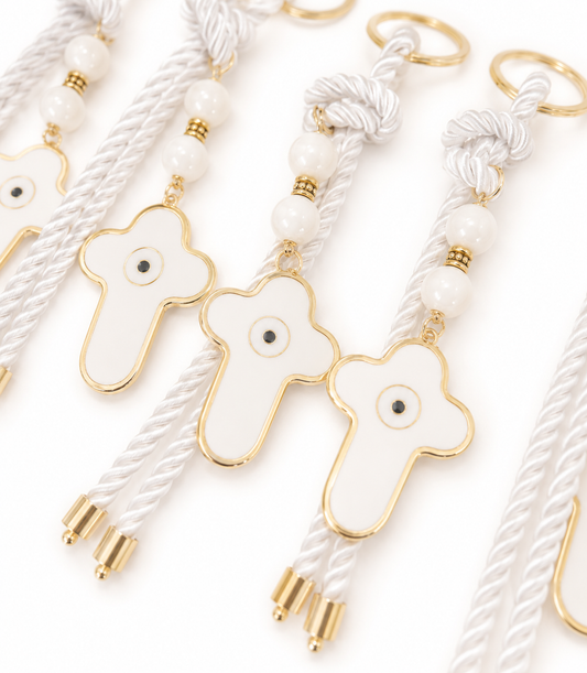 White Cross Keyring / Event Favor