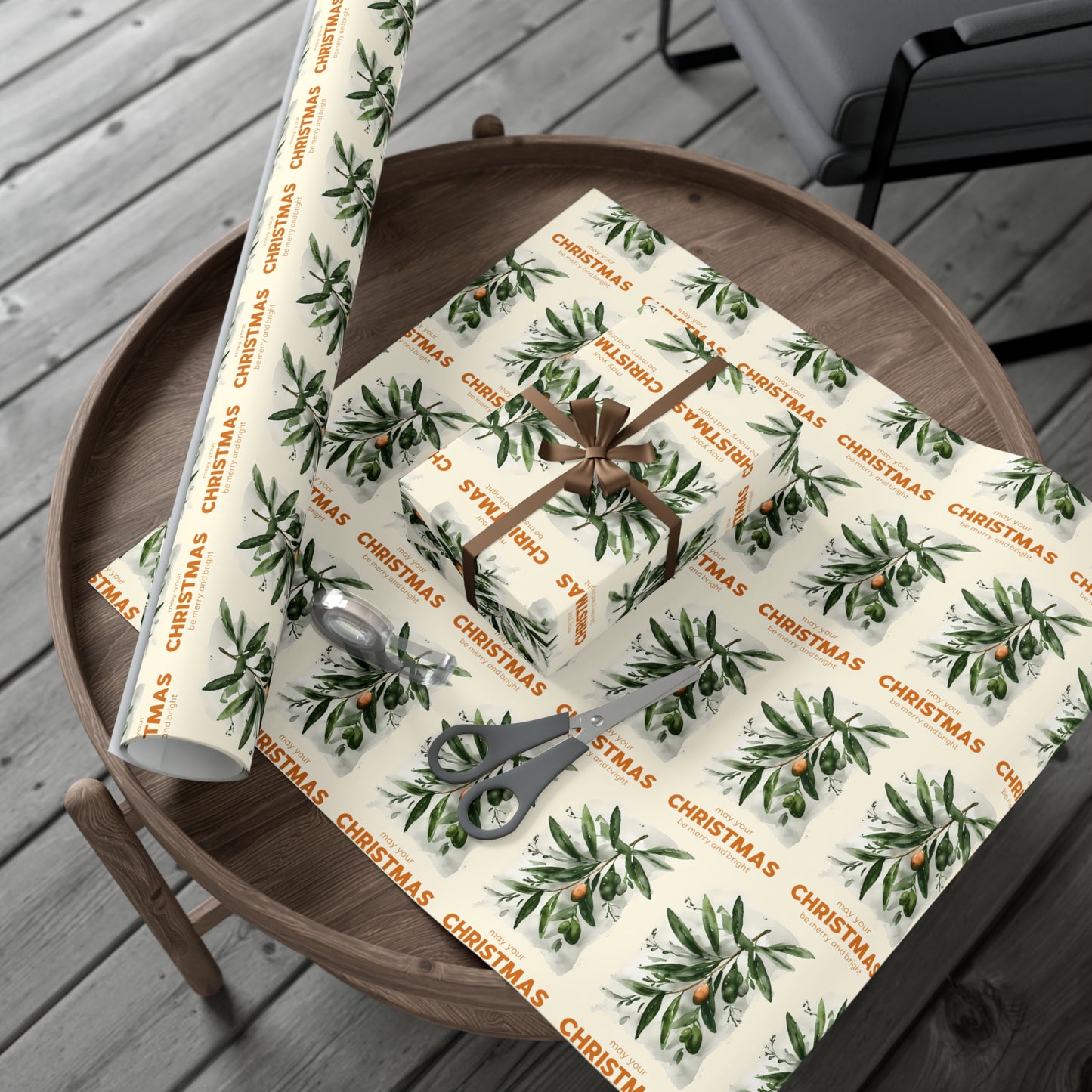 Olive Branch Christmas Gift Wrap Paper, Holiday Wrapping Paper, Festive Gift Wrap, Wrapping, Botanical Design Christmas Paper