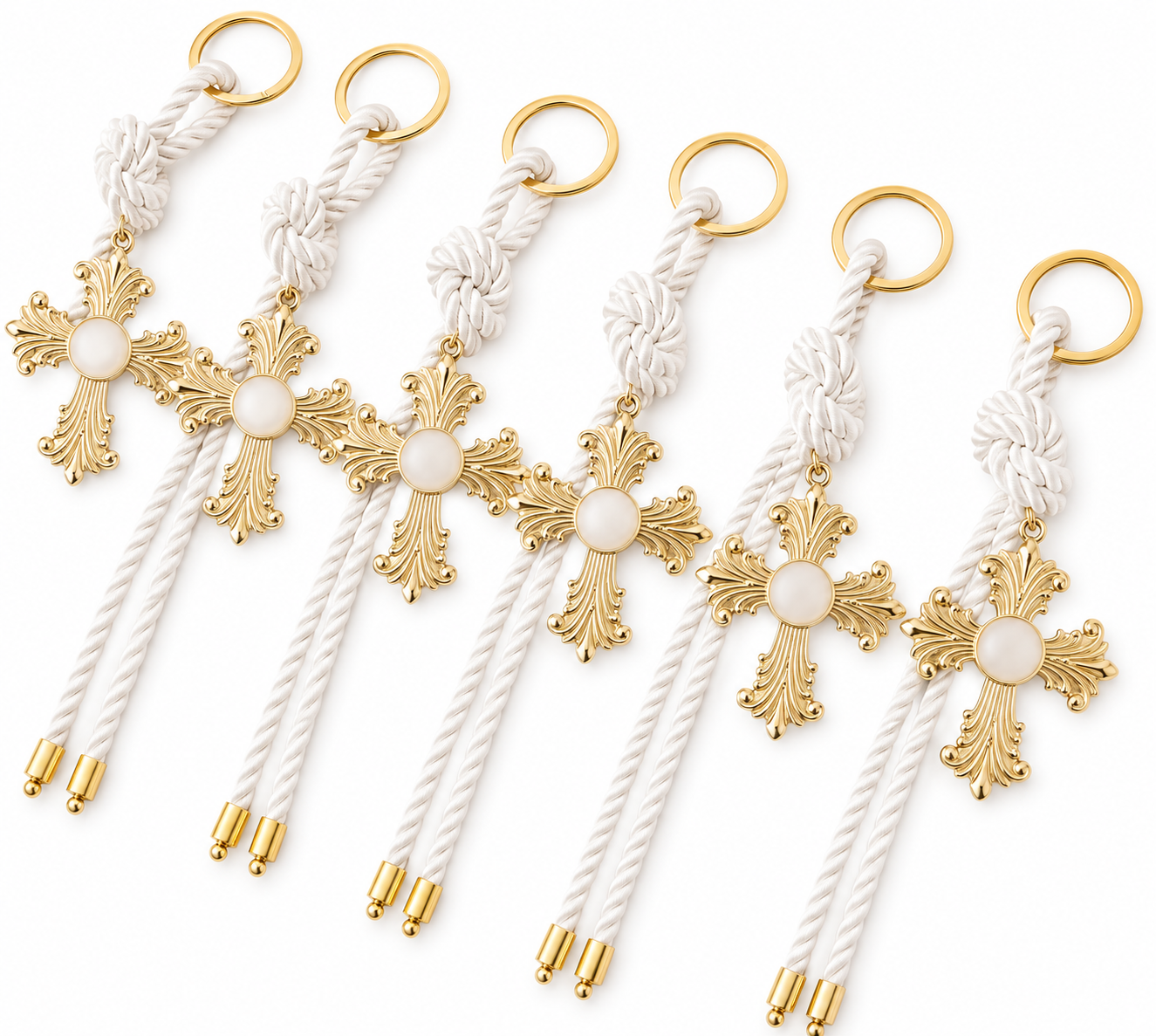 Gold Alloy Cross Keyring for Bomboniere / Event Favour