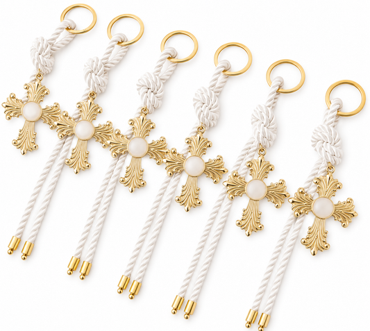Gold Alloy Cross Keyring for Bomboniere / Event Favour