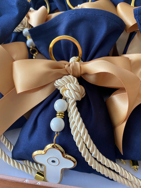 Navy Pouch Mati Eye Bomboniere , Christening Bomboniere, Christening Favors, Greek Christening, Greek βάπτιση