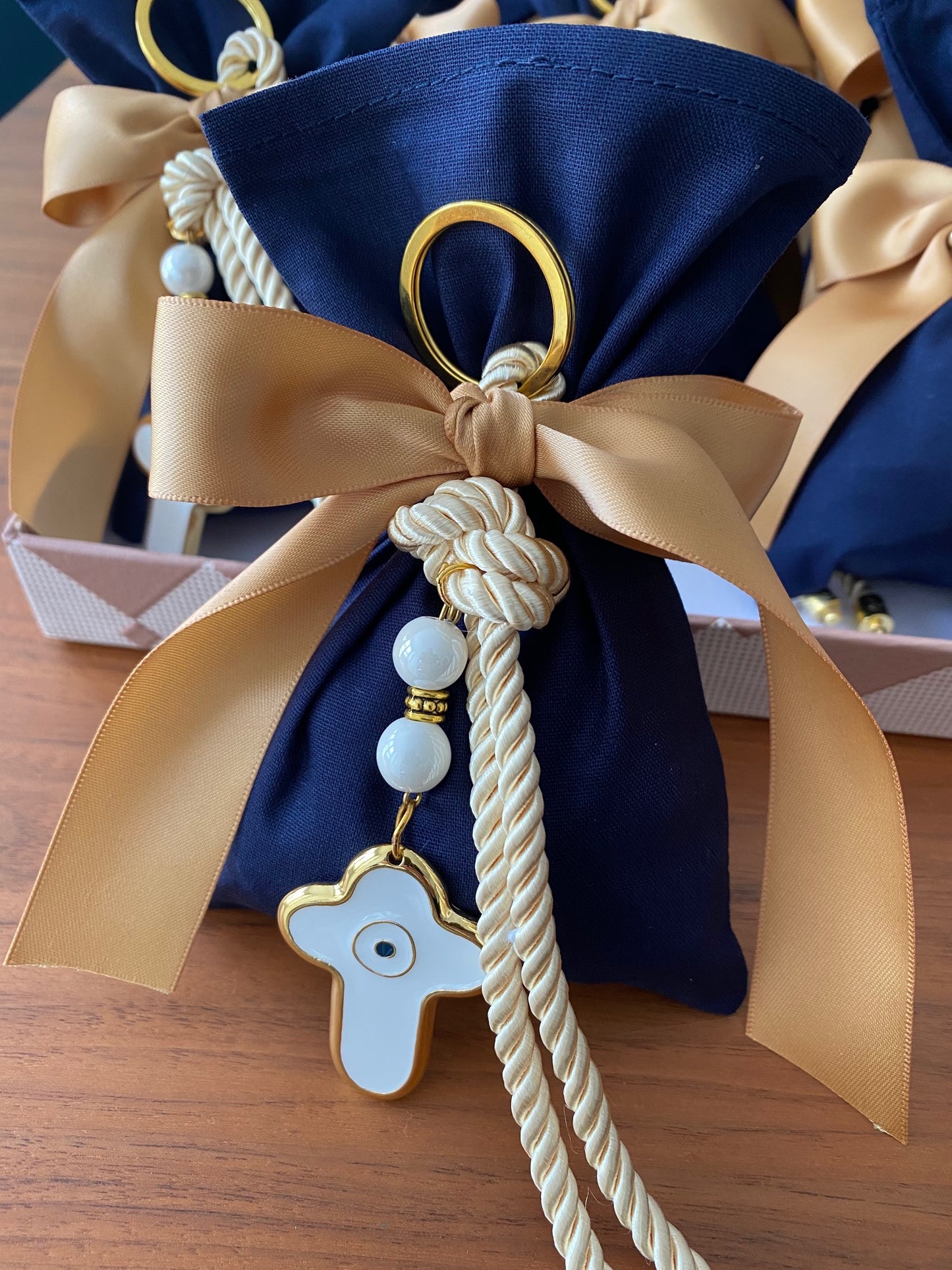 Navy Pouch Mati Eye Bomboniere , Christening Bomboniere, Christening Favors, Greek Christening, Greek βάπτιση