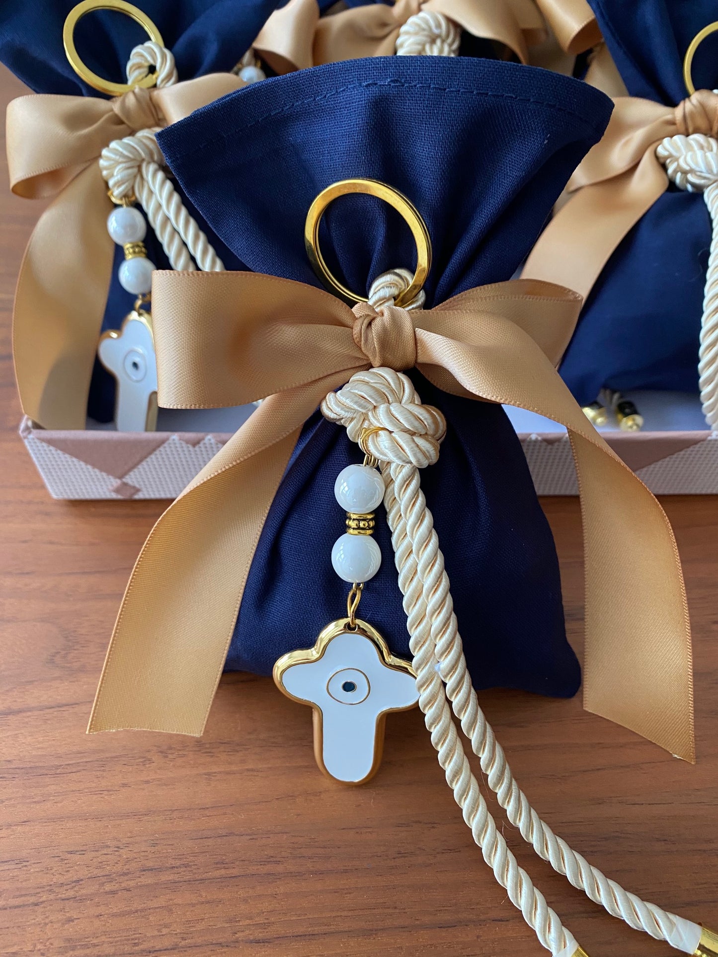 Navy Pouch Mati Eye Bomboniere , Christening Bomboniere, Christening Favors, Greek Christening, Greek βάπτιση
