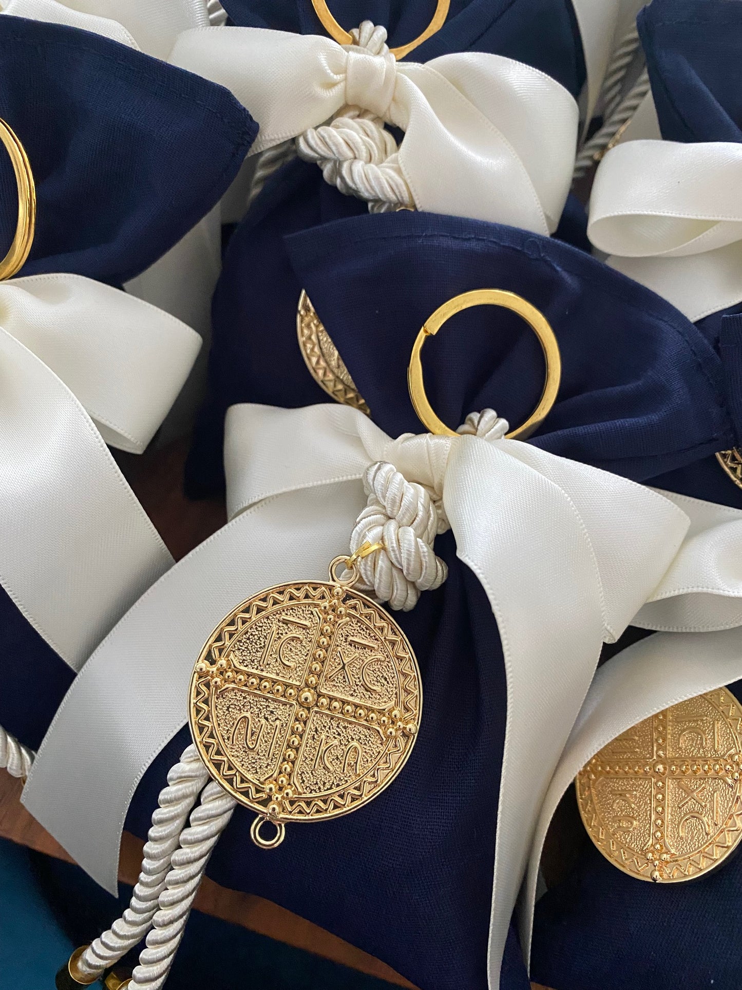 Navy Pouch ICXC NIKA Bomboniere , Christening Bomboniere, Christening Favors, Greek Christening, Greek βάπτιση
