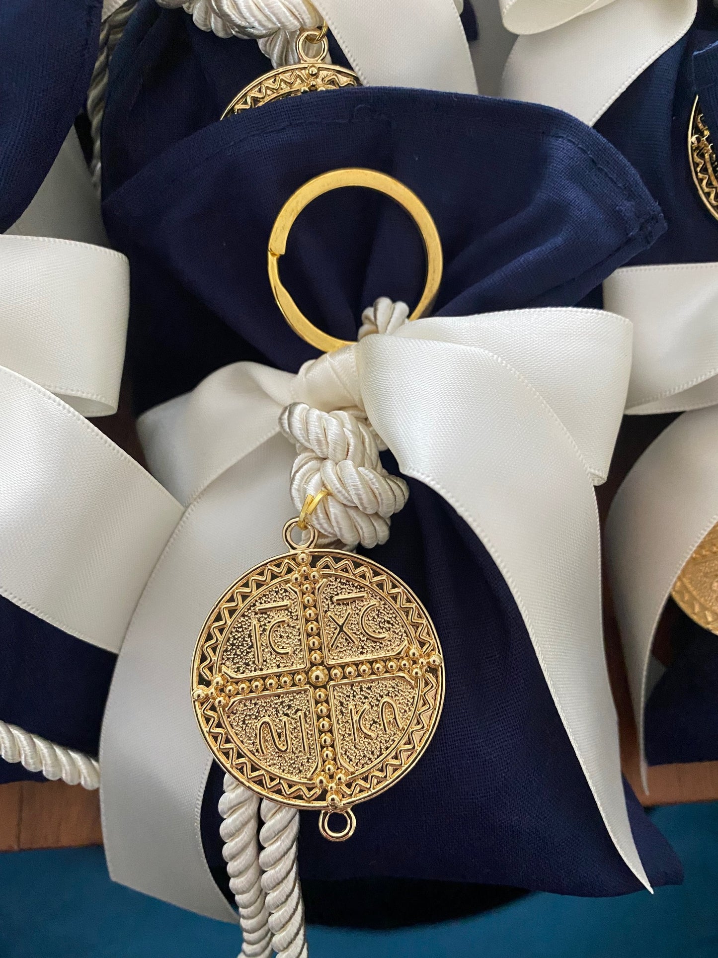 Navy Pouch ICXC NIKA Bomboniere , Christening Bomboniere, Christening Favors, Greek Christening, Greek βάπτιση