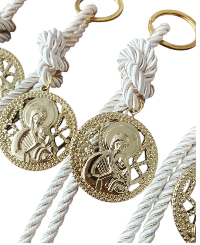 Religious keyrings ,Greek Baptism, Christening Bomboniere , Greek Christening ,Holy Mother ,Martyrika,Wedding Favors, Mati