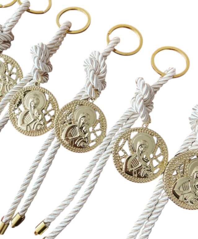 Religious keyrings ,Greek Baptism, Christening Bomboniere , Greek Christening ,Holy Mother ,Martyrika,Wedding Favors, Mati