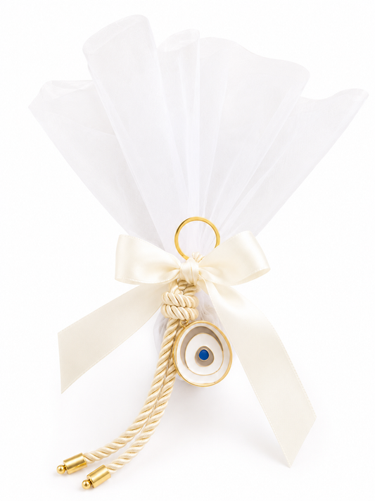 Tulle Bomboniere with eye keyring / Event Favor