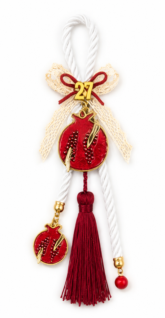 Hanging White & Red Gouri New Year 2027 -Good Luck Home Ornament