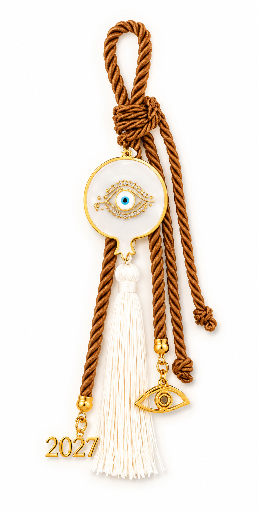 Hanging Ivory & Brown Gouri New Year 2027 -Good Luck Home Ornament