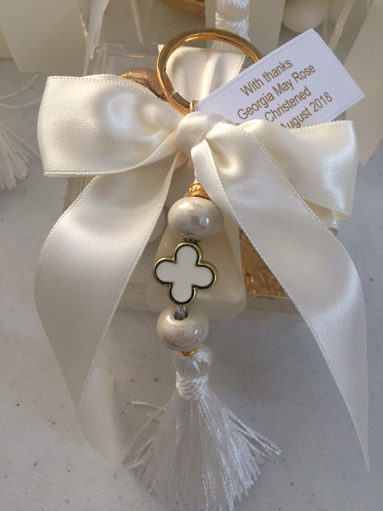 Acrylic Box Keyring Christening Favors , Greek Baptism, Christening Bomboniere, Cross Favors ,Greek Christening ,Bomboniere, Marytika,Communion