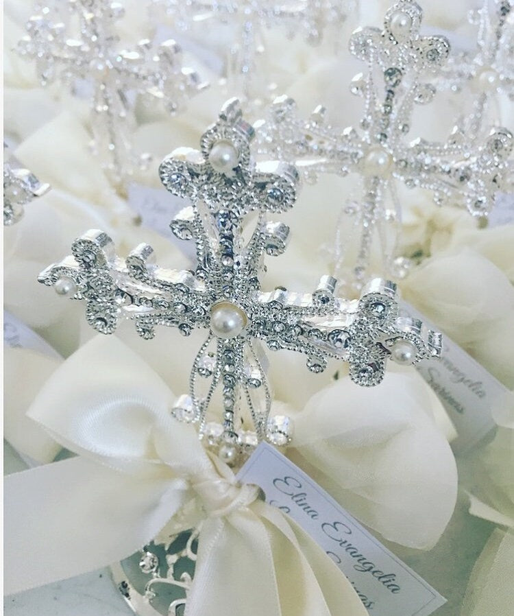 Stand Pearl Cross  Favors , Greek Baptism, Christening Bomboniere,Christening Favors , Greek Christening,Communion ,Bomboniere, Icona, Icon Favors