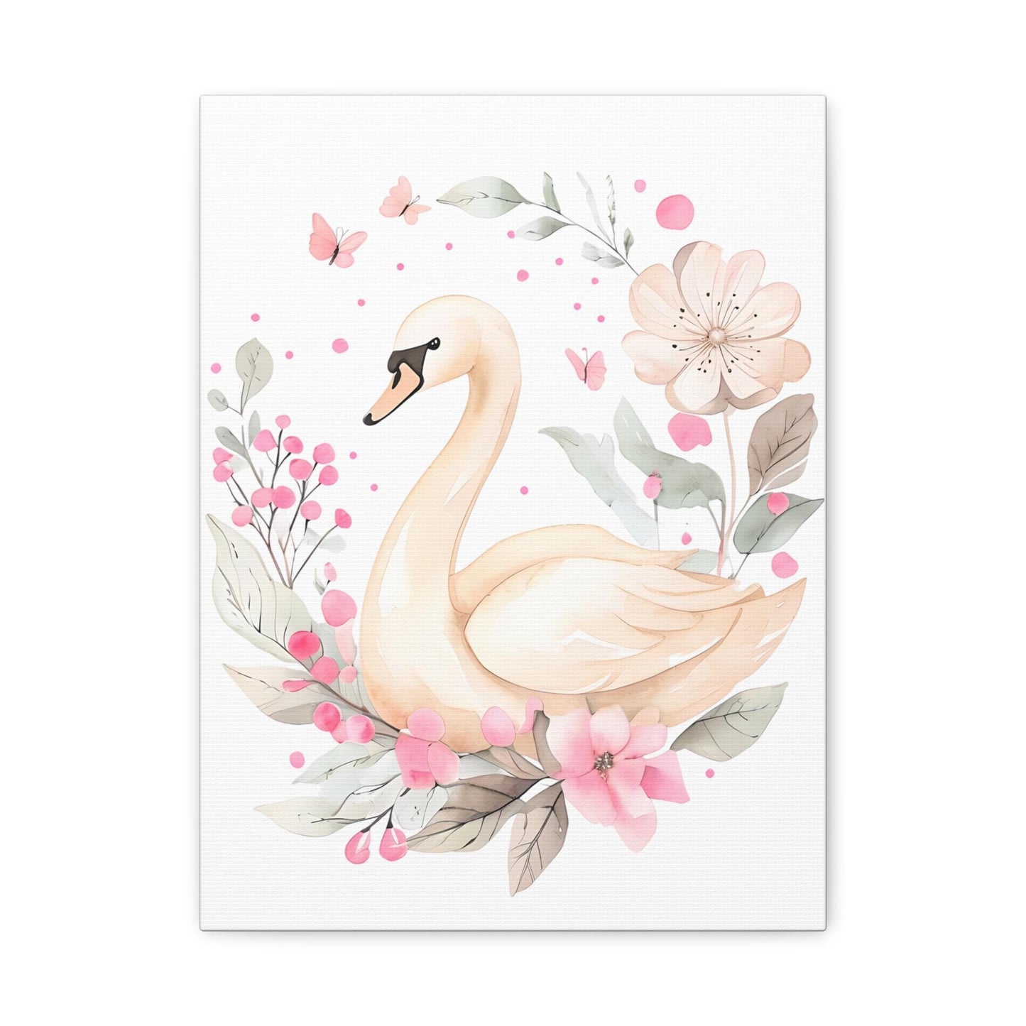 Whimsical Swan Canvas Artwork, Baby Wall Art, Nursery Baby Room Decor, Children's Room Wall Art