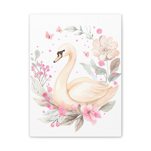 Whimsical Swan Canvas Artwork, Baby Wall Art, Nursery Baby Room Decor, Children's Room Wall Art