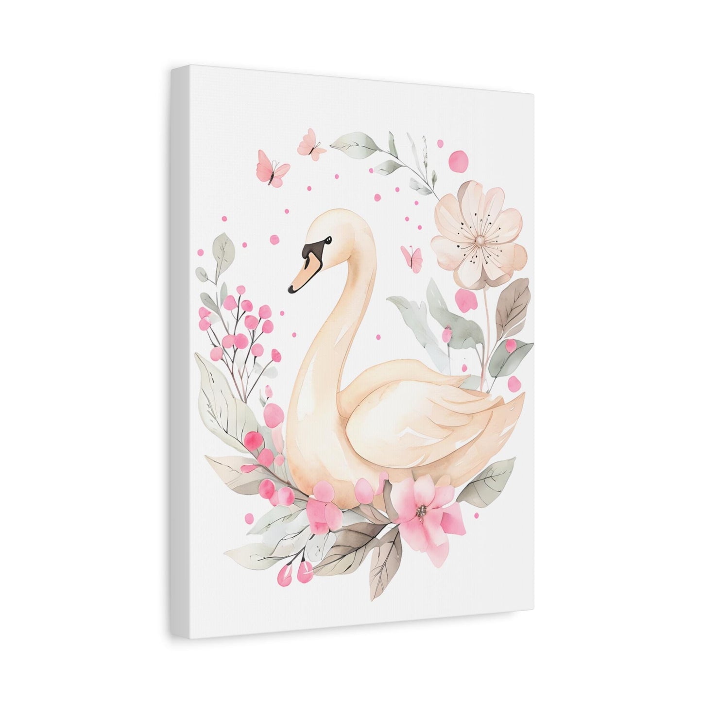 Whimsical Swan Canvas Artwork, Baby Wall Art, Nursery Baby Room Decor, Children's Room Wall Art