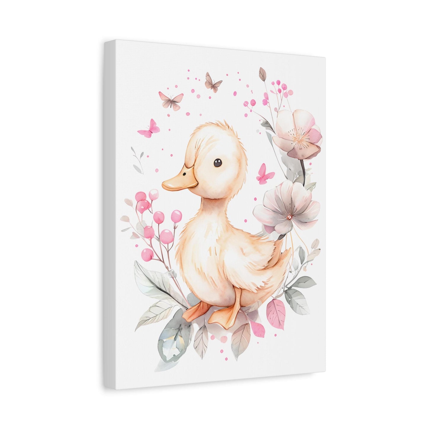 Whimsical Duck Canvas Artwork, Baby Wall Art, Nursery Decor, Kids Room Wall Art, Floral Artwork,Baby Room Decor