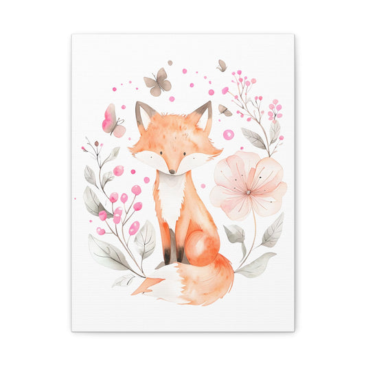 Whimsical Fox Art Print Canvas, Nursery Decor, Kids Room Wall Art, Baby Shower Gift, Kids Room Wall Art, Nursery Wall Art, Baby Room Decor