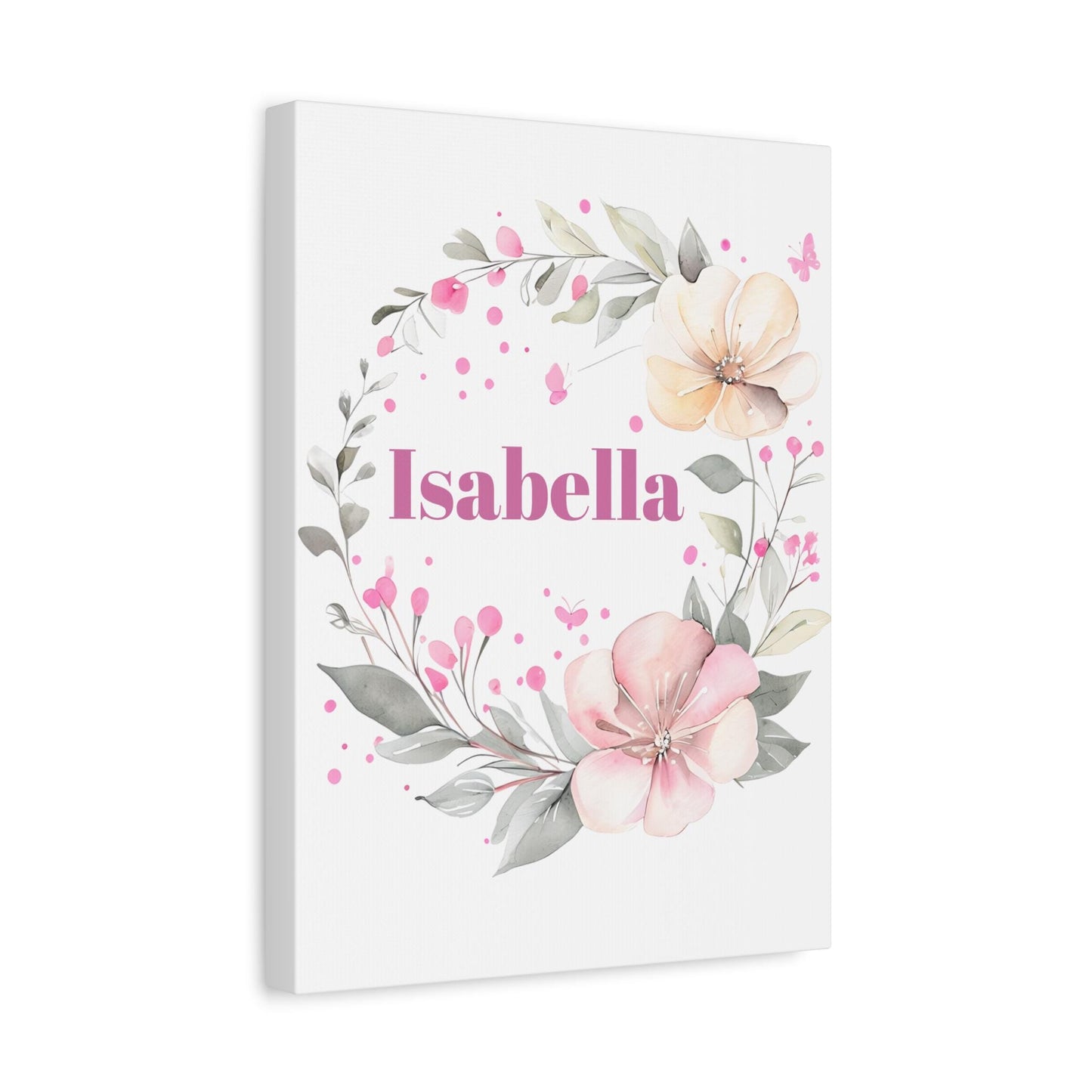 Personalized Matte Canvas Wall Art with Floral Design, Custom Name Decor, Home Wall Decor, Gifts for Girls, Nursery Art