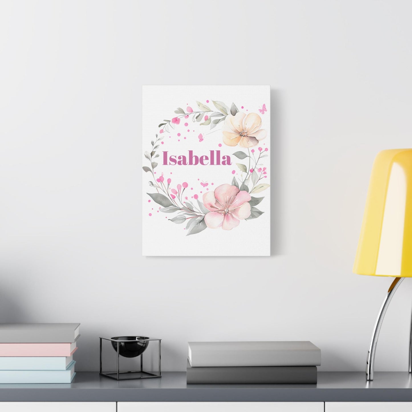 Personalized Matte Canvas Wall Art with Floral Design, Custom Name Decor, Home Wall Decor, Gifts for Girls, Nursery Art
