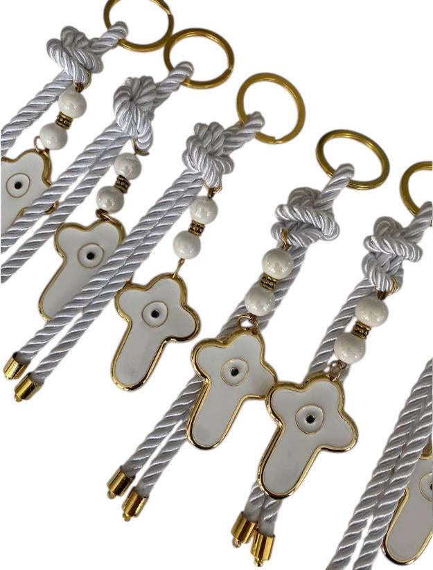 Cross keyring ,  Key chain , Greek Baptism,βάπτιση, Christening Bomboniere , Greek Christening ,Greek Martyrika,Greek Bombonieres, Mati