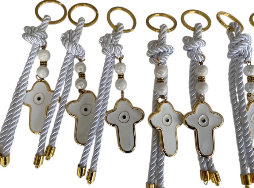 Cross keyring ,  Key chain , Greek Baptism,βάπτιση, Christening Bomboniere , Greek Christening ,Greek Martyrika,Greek Bombonieres, Mati